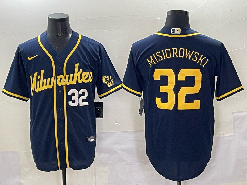 Men 2025 Milwaukee Brewers #32 Misiorowski blue Nike MLB Jersey style 09->milwaukee brewers->MLB Jersey